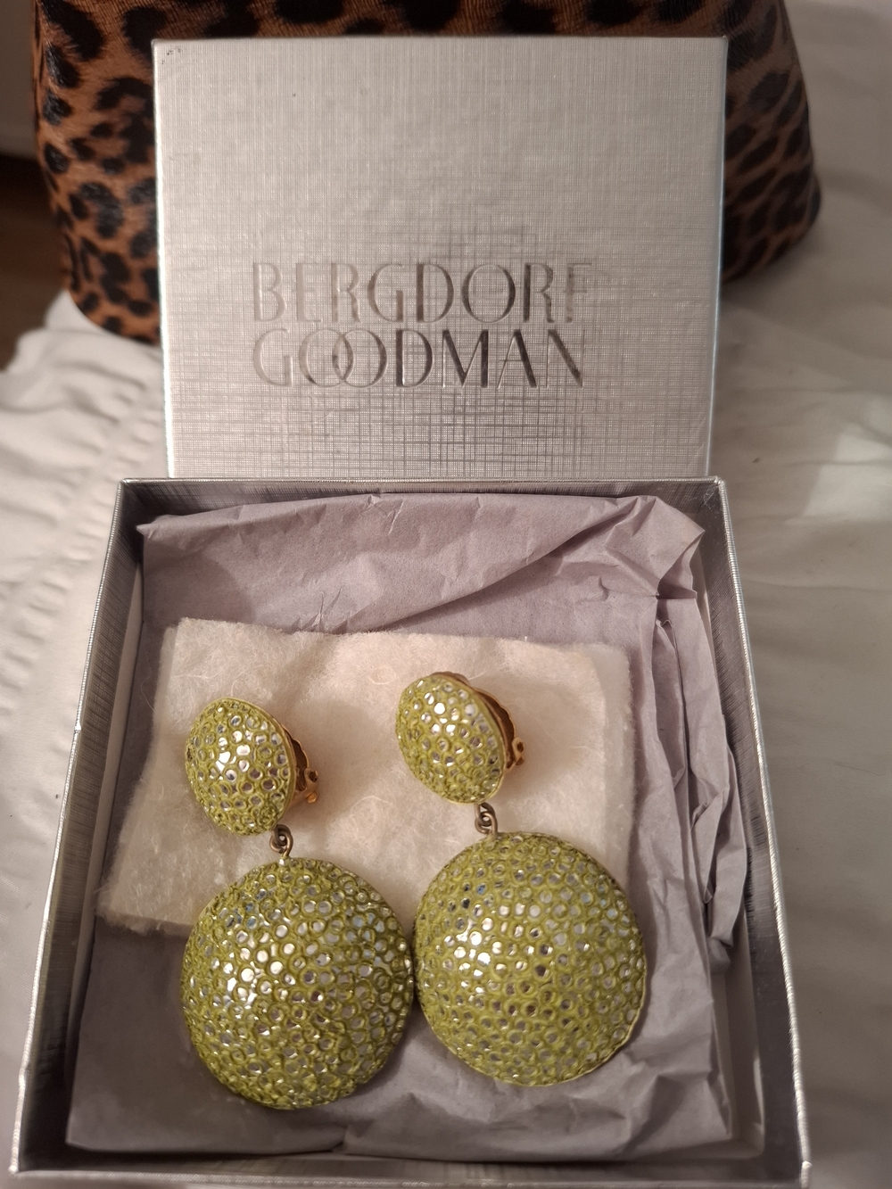 Lime Crystal Dome Drop Earrings